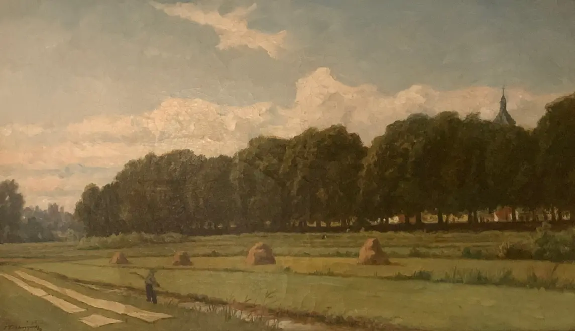 Huile Tschaggeny Les vieux marroniers des remparts de la ville de Tongres