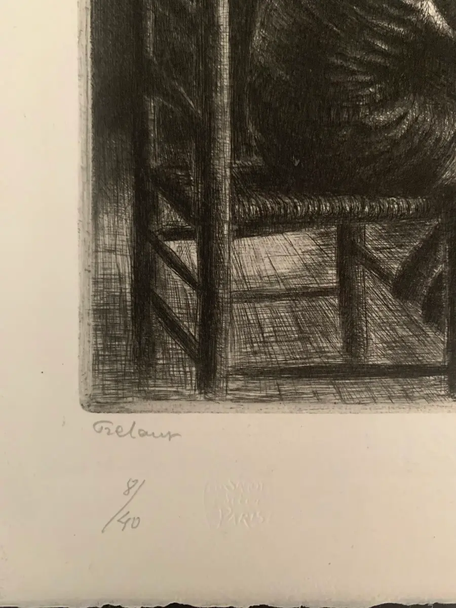 Gravure Jean Frélaut - L'étude
