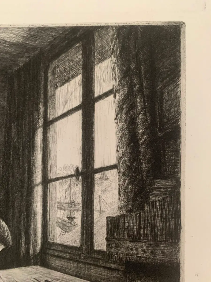 Gravure Jean Frélaut - L'étude