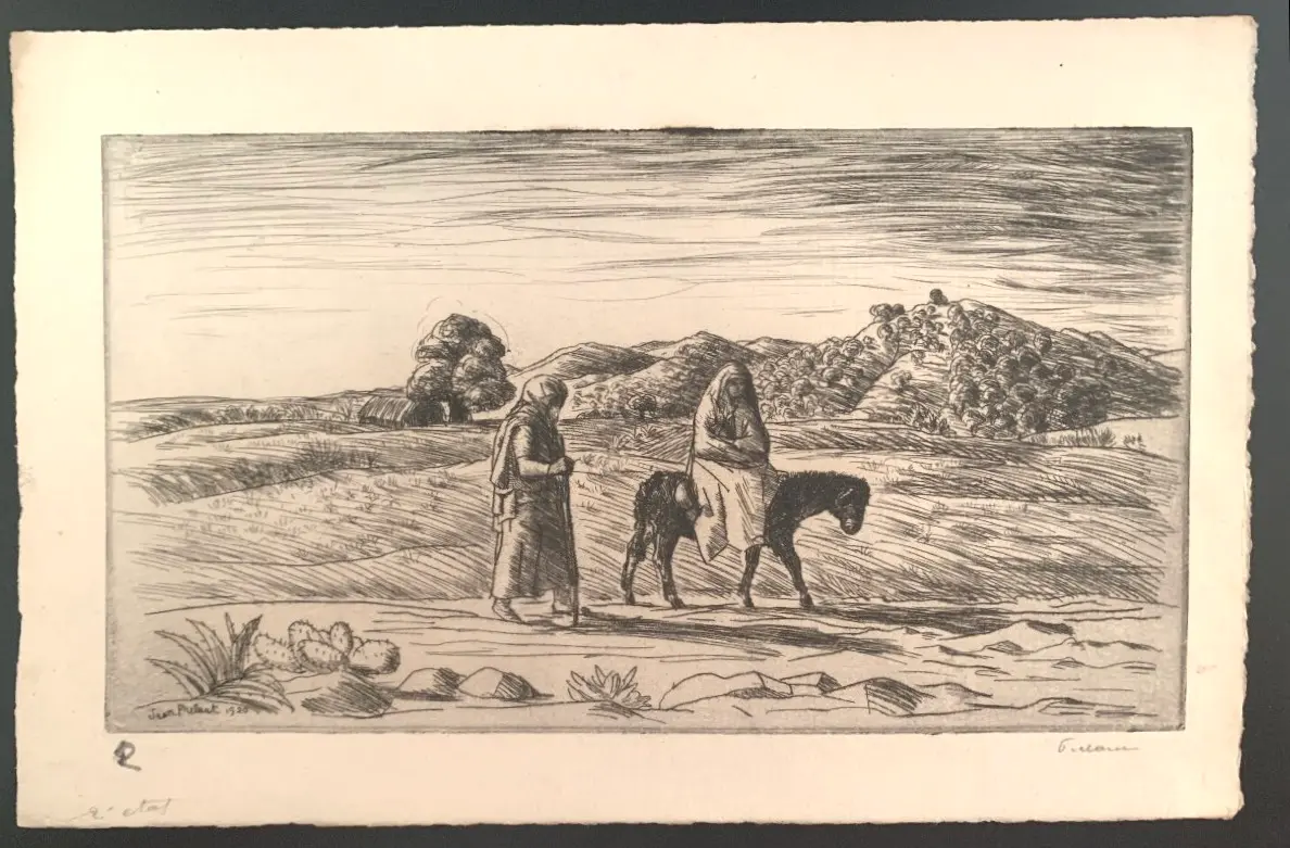 Gravure - Jean Frélaut - La fuite en Egypte